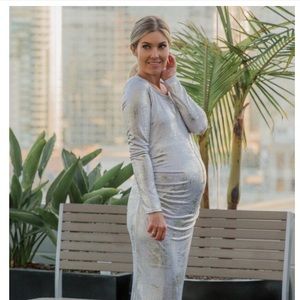 NEW Ivory Foiled Fitted Maternity Gown